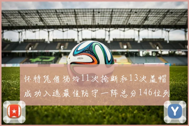 怀特凭借场均11次抢断和13次盖帽成功入选最佳防守一阵总分146位列第五